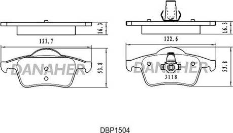 Danaher DBP1504 - Тормозные колодки, дисковые, комплект autosila-amz.com