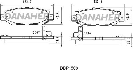Danaher DBP1508 - Тормозные колодки, дисковые, комплект autosila-amz.com