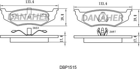 Danaher DBP1515 - Тормозные колодки, дисковые, комплект autosila-amz.com