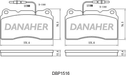 Danaher DBP1516 - Тормозные колодки, дисковые, комплект autosila-amz.com