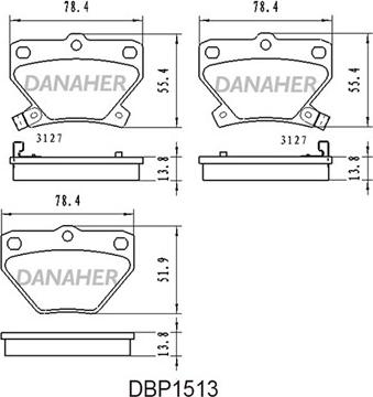 Danaher DBP1513 - Тормозные колодки, дисковые, комплект autosila-amz.com