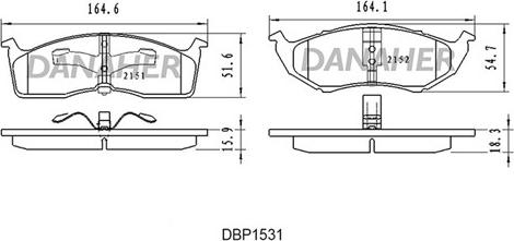 Danaher DBP1531 - Тормозные колодки, дисковые, комплект autosila-amz.com