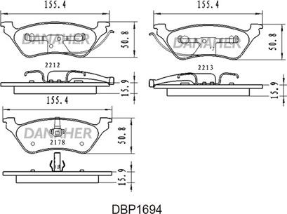 Danaher DBP1694 - Тормозные колодки, дисковые, комплект autosila-amz.com