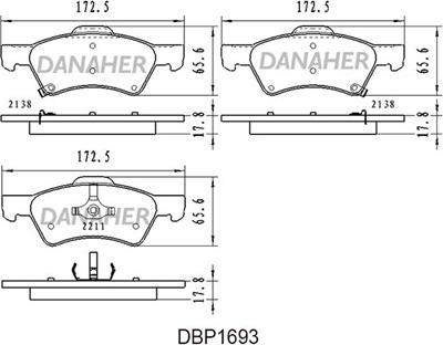 Danaher DBP1693 - Тормозные колодки, дисковые, комплект autosila-amz.com