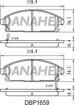 Danaher DBP1659 - Тормозные колодки, дисковые, комплект autosila-amz.com