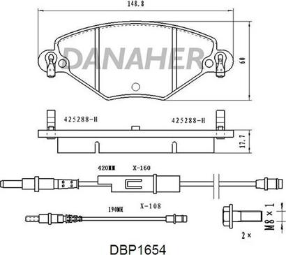 Danaher DBP1654 - Тормозные колодки, дисковые, комплект autosila-amz.com