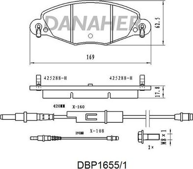 Danaher DBP1655/1 - Тормозные колодки, дисковые, комплект autosila-amz.com
