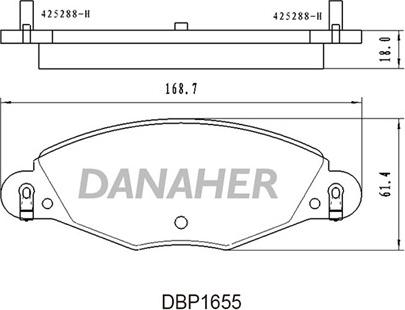 Danaher DBP1655 - Тормозные колодки, дисковые, комплект autosila-amz.com