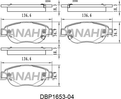 Danaher DBP1653-04 - Тормозные колодки, дисковые, комплект autosila-amz.com