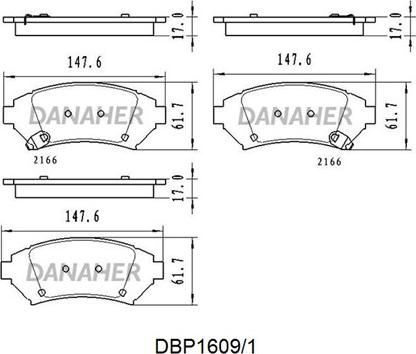Danaher DBP1609/1 - Тормозные колодки, дисковые, комплект autosila-amz.com