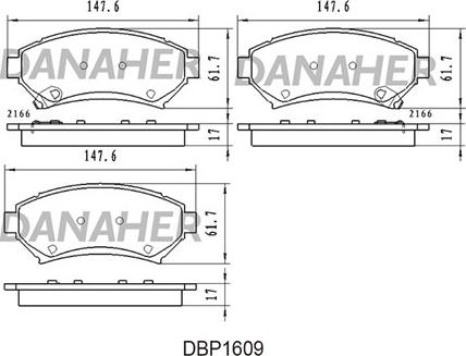 Danaher DBP1609 - Тормозные колодки, дисковые, комплект autosila-amz.com