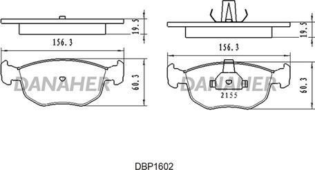 Danaher DBP1602 - Тормозные колодки, дисковые, комплект autosila-amz.com