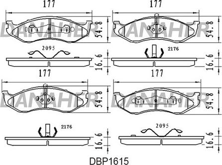 Danaher DBP1615 - Тормозные колодки, дисковые, комплект autosila-amz.com