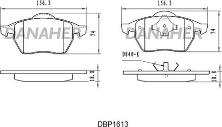 Danaher DBP1613 - Тормозные колодки, дисковые, комплект autosila-amz.com