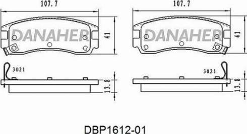 Danaher DBP1612-01 - Тормозные колодки, дисковые, комплект autosila-amz.com