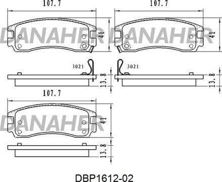 Danaher DBP1612-02 - Тормозные колодки, дисковые, комплект autosila-amz.com