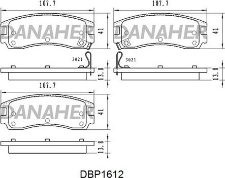 Danaher DBP1612 - Тормозные колодки, дисковые, комплект autosila-amz.com
