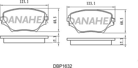 Danaher DBP1632 - Тормозные колодки, дисковые, комплект autosila-amz.com