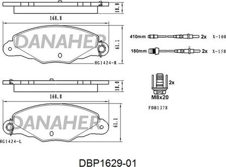 Danaher DBP1629-01 - Тормозные колодки, дисковые, комплект autosila-amz.com