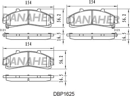 Danaher DBP1625 - Тормозные колодки, дисковые, комплект autosila-amz.com
