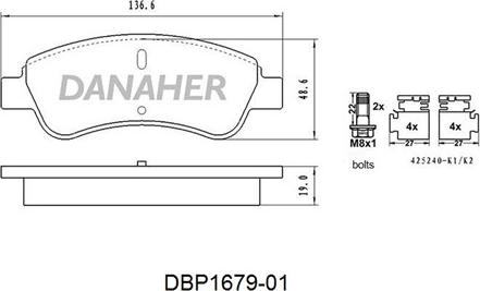 Danaher DBP1679-01 - Тормозные колодки, дисковые, комплект autosila-amz.com