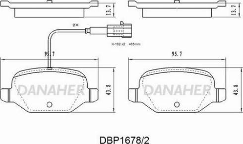 Danaher DBP1678/2 - Тормозные колодки, дисковые, комплект autosila-amz.com