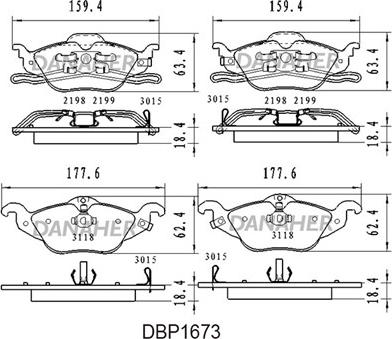 Danaher DBP1673 - Тормозные колодки, дисковые, комплект autosila-amz.com