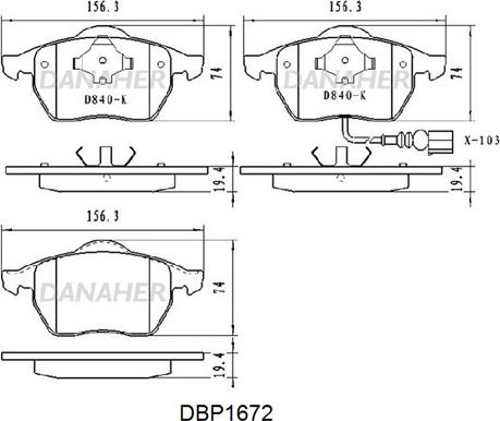 Danaher DBP1672 - Тормозные колодки, дисковые, комплект autosila-amz.com