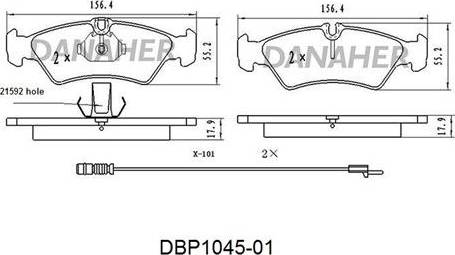 Danaher DBP1045-01 - Тормозные колодки, дисковые, комплект autosila-amz.com