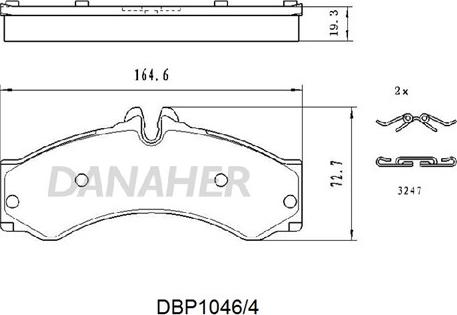 Danaher DBP1046/4 - Тормозные колодки, дисковые, комплект autosila-amz.com