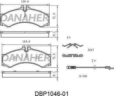 Danaher DBP1046-01 - Тормозные колодки, дисковые, комплект autosila-amz.com