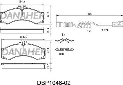 Danaher DBP1046-02 - Тормозные колодки, дисковые, комплект autosila-amz.com