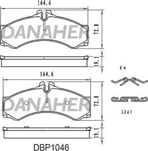 Danaher DBP1046 - Тормозные колодки, дисковые, комплект autosila-amz.com