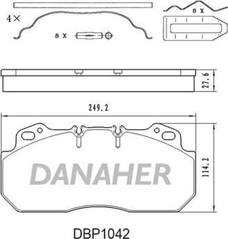Danaher DBP1042 - Тормозные колодки, дисковые, комплект autosila-amz.com