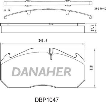 Danaher DBP1047 - Тормозные колодки, дисковые, комплект autosila-amz.com