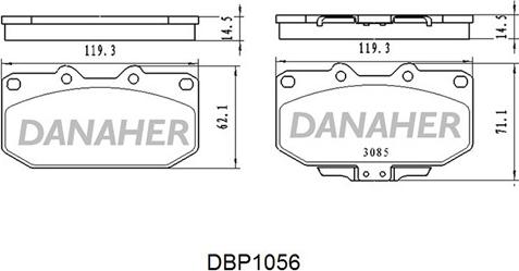 Danaher DBP1056 - Тормозные колодки, дисковые, комплект autosila-amz.com