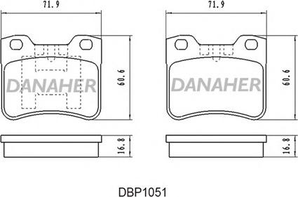 Danaher DBP1051 - Тормозные колодки, дисковые, комплект autosila-amz.com