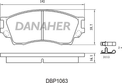 Danaher DBP1063 - Тормозные колодки, дисковые, комплект autosila-amz.com