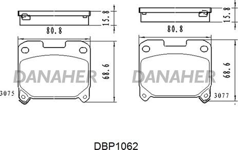 Danaher DBP1062 - Тормозные колодки, дисковые, комплект autosila-amz.com
