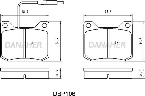 Danaher DBP106 - Тормозные колодки, дисковые, комплект autosila-amz.com