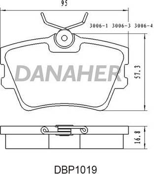 Danaher DBP1019 - Тормозные колодки, дисковые, комплект autosila-amz.com