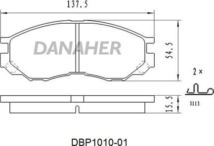 Danaher DBP1010-01 - Тормозные колодки, дисковые, комплект autosila-amz.com