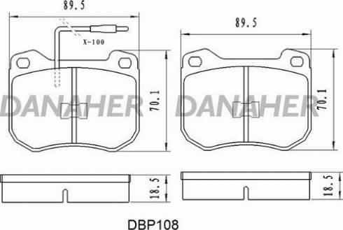 Danaher DBP108 - Тормозные колодки, дисковые, комплект autosila-amz.com