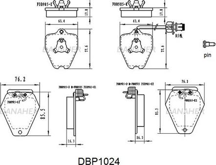 Danaher DBP1024 - Тормозные колодки, дисковые, комплект autosila-amz.com