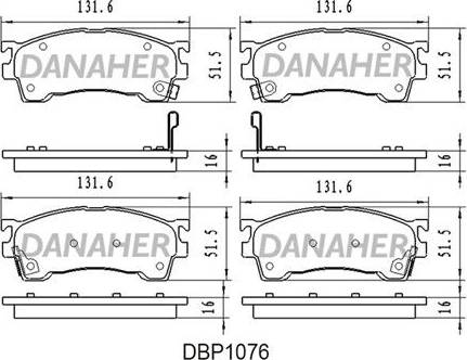 Danaher DBP1076 - Тормозные колодки, дисковые, комплект autosila-amz.com