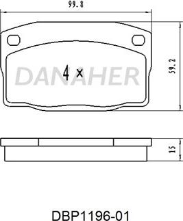 Danaher DBP1196-01 - Тормозные колодки, дисковые, комплект autosila-amz.com