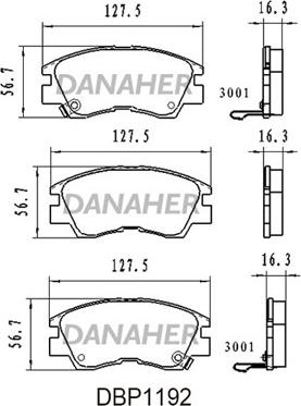 Danaher DBP1192 - Тормозные колодки, дисковые, комплект autosila-amz.com