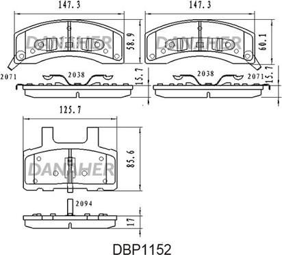Danaher DBP1152 - Тормозные колодки, дисковые, комплект autosila-amz.com