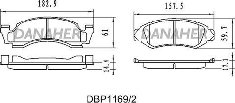Danaher DBP1169/2 - Тормозные колодки, дисковые, комплект autosila-amz.com