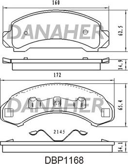 Danaher DBP1168 - Тормозные колодки, дисковые, комплект autosila-amz.com